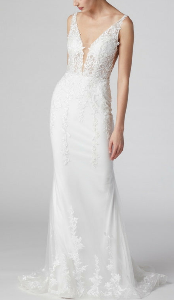 COPY - Off white sheath long beaded wedding gown bridal dress